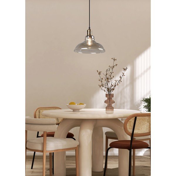 Kovové závěsné svítidlo v mosazné barvě se skleněným stínidlem ø 28 cm Aldo – Reality-image-1