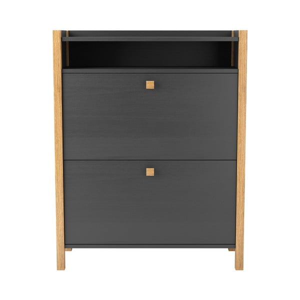 Tmavě šedý botník se dvěma zásuvkami Woodman Bode-image-2