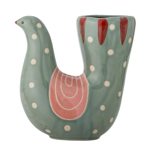 Zelená ručně malovaná váza z kameniny (výška 19 cm) Trudy – Bloomingville