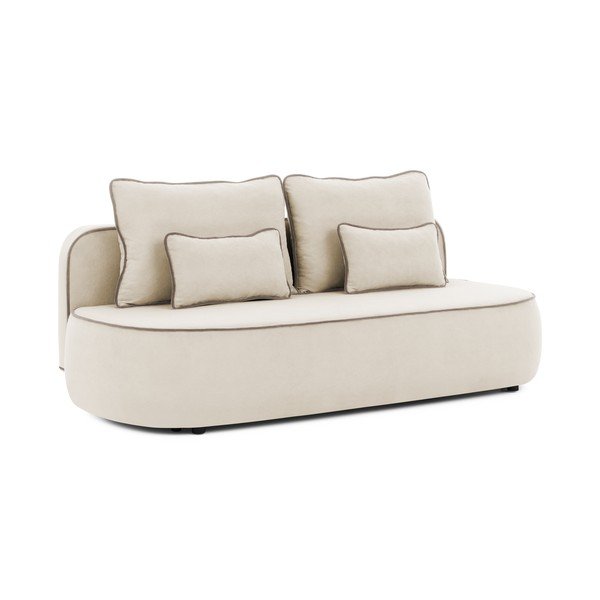 Béžová/taupe sametová rozkládací/s úložným prostorem pohovka 210 cm Saga – Ropez