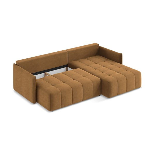 Rozkládací/s úložným prostorem rohová pohovka v terakotové barvě (pravý roh/s lenoškou) Moku – Makamii-image-3