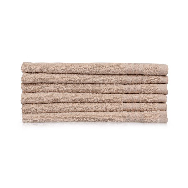 Sada 6 béžových ručníků do koupelny, 50 x 30 cm-image-1