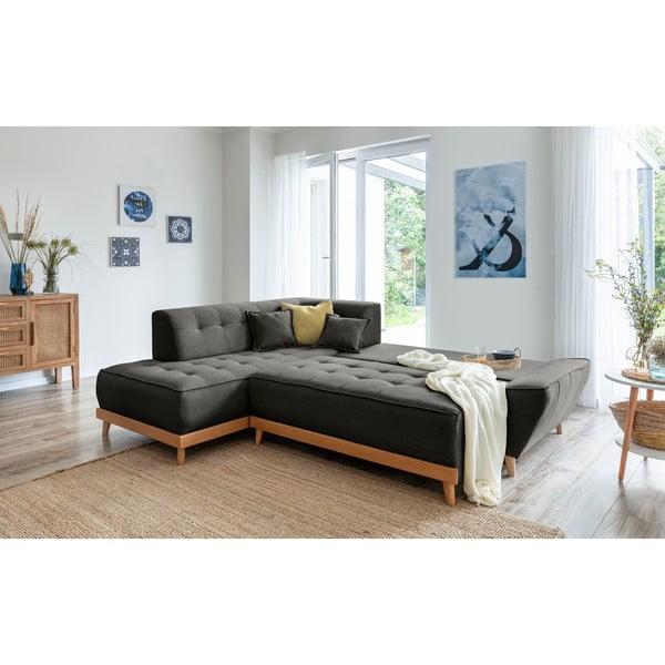 Tmavě šedá rozkládací rohová pohovka Miuform Dazzling Daisy L, levý roh-image-4