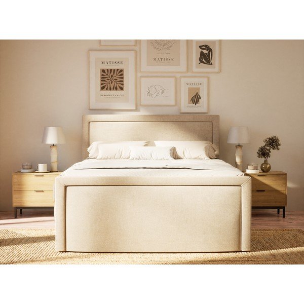Béžová boxspring postel s úložným prostorem 160x200 cm Fresco – Maison de Rêve-image-4