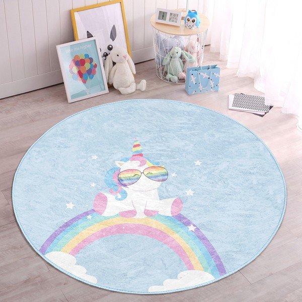 Světle modrý dětský koberec ø 80 cm Comfort – Mila Home-image-2