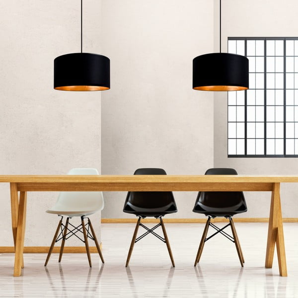 Černé závěsné dvouramenné svítidlo s vnitřkem ve zlaté barvě Sotto Luce Mika, ⌀ 36 cm-image-1