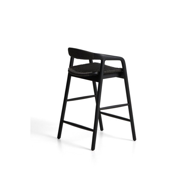 Černá barová židle s područkami z dubového dřeva (výška sedáku 65 cm) Derile – Kave Home-image-3