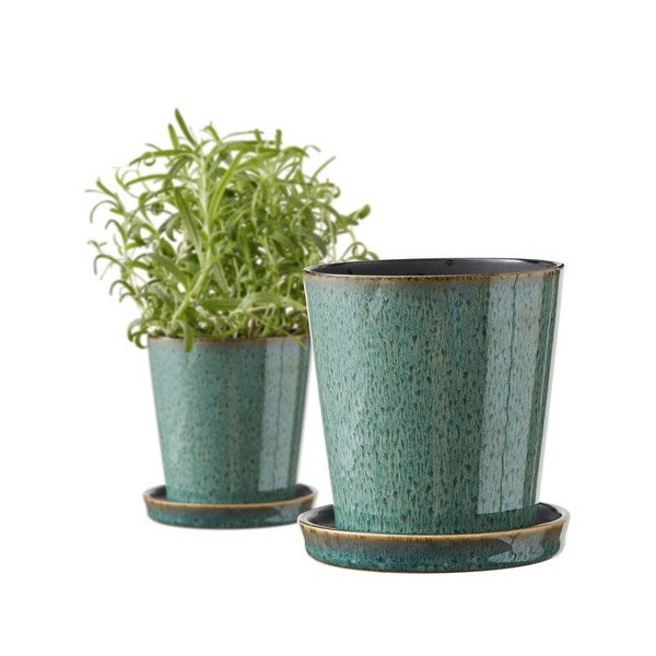 Kameninový obal na květináč ø 10 cm Gastro Green/Black – Bitz-image-3