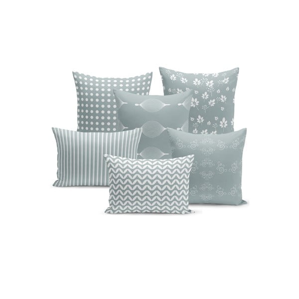 Sada 6 dekorativních povlaků na polštář Kate Louise Light Blue, 43 x 43 cm
