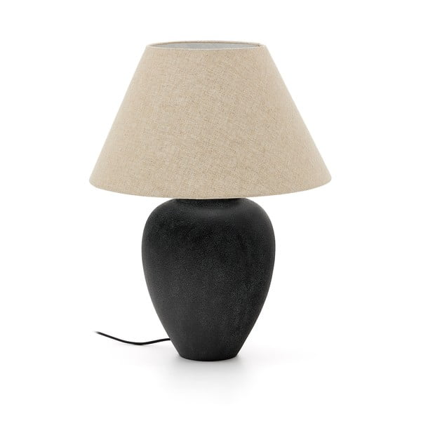 Černo-béžová stolní lampa s textilním stínidlem (výška 60 cm) Mercadal – Kave Home