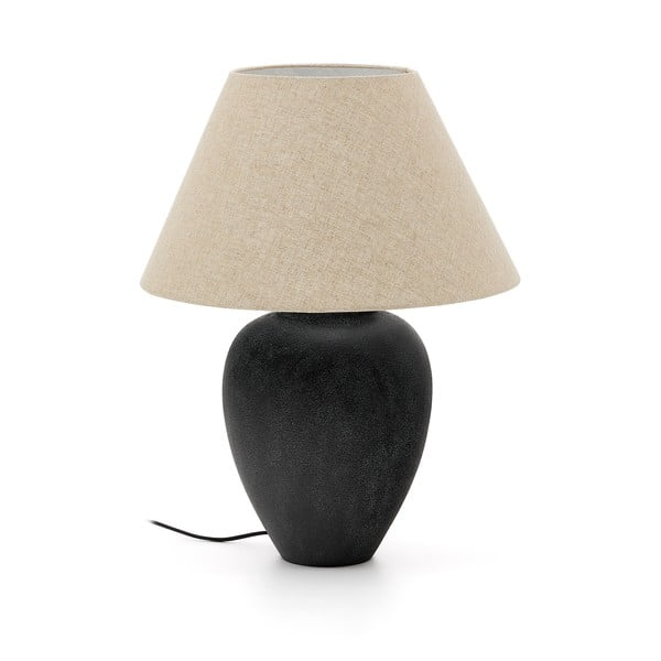 Černo-béžová stolní lampa s textilním stínidlem (výška 60 cm) Mercadal – Kave Home