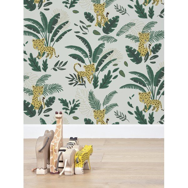 Dětská tapeta 10 m x 50 cm Cheetah & Tropical Leaves – Lilipinso-image-1