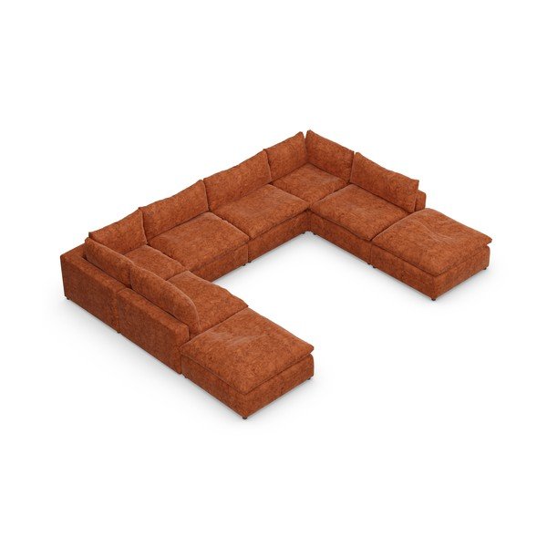 Rohová pohovka v cihlové barvě do "U" Moonlight – Furninova -image-3