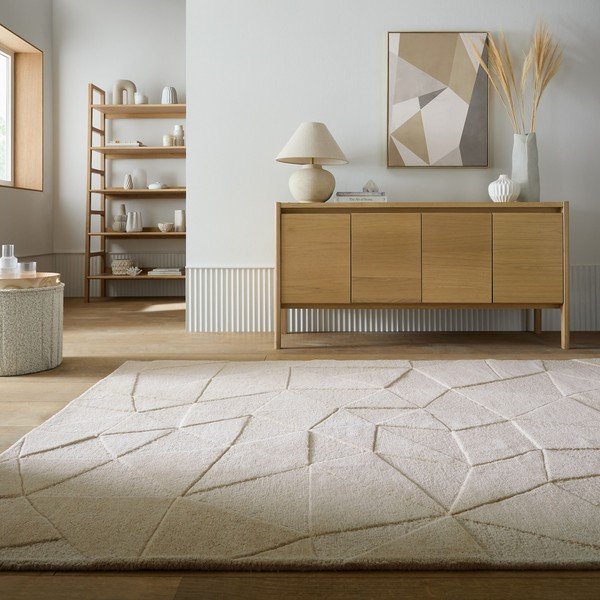 Béžový ručně tkaný vlněný koberec 120x170 cm Shard – Flair Rugs-image-1