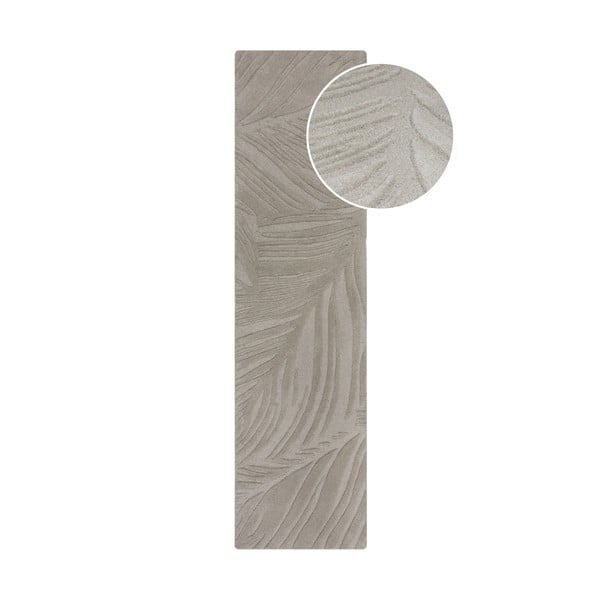 Světle šedý vlněný koberec běhoun 60x230 cm Lino Leaf – Flair Rugs