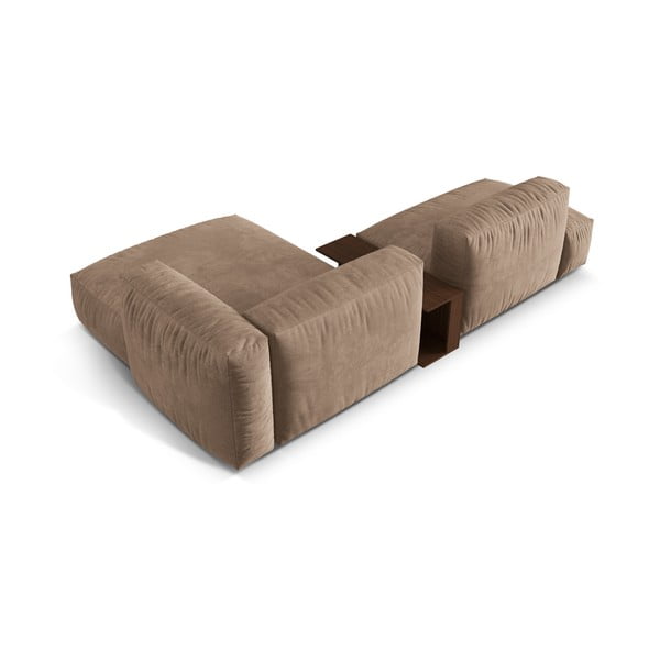 Světle hnědá sametová modulární rohová pohovka (pravý roh/s lenoškou) Martina – Micadoni -image-3