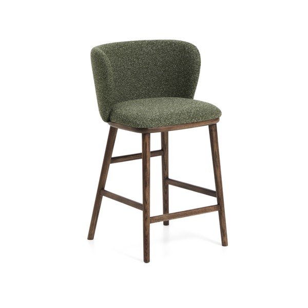 Tmavě zelená čalouněná barová židle (výška sedáku 65 cm) Ciselia – Kave Home