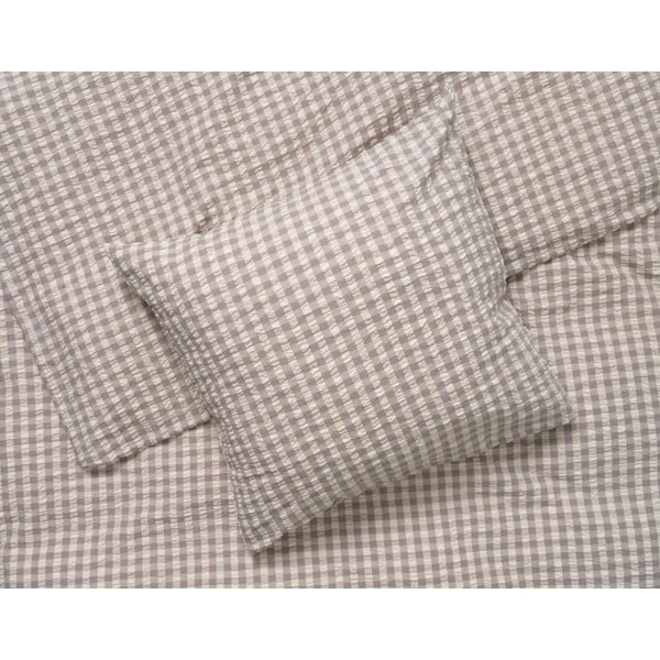 Šedo-béžové prodloužené krepové povlečení na dvoulůžko 200x220 cm Bæk&Bølge – JUNA-image-1