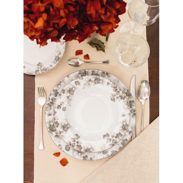 Dezertní porcelánové talíře v bílé a světle šedé barvě v sadě 6 ks ø 19 cm Foliage gray – Villa Altachiara-image-2