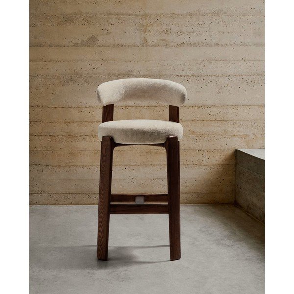 Béžová/v tmavě přírodní barvě barová židle z jasanového dřeva (výška sedáku 75 cm) Granite – Kave Home-image-2