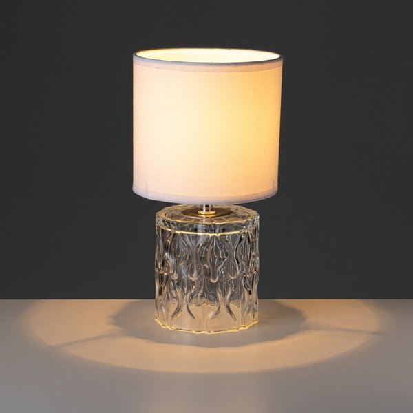 Skleněná stolní lampa s textilním stínidlem (výška 29 cm) – Casa Selección-image-1