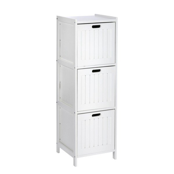 Bílá dřevěná skříňka do koupelny se 3 šuplíky Wenko Oslo-image-1