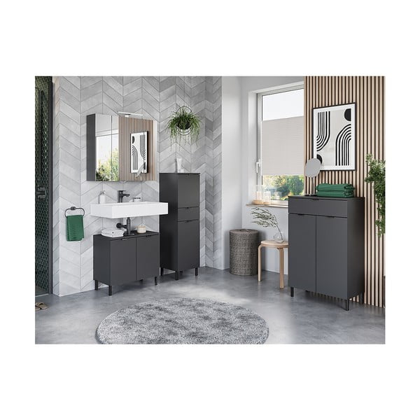 Antracitová skříňka pod umyvadlo 60x56 cm Arcena – Germania-image-4