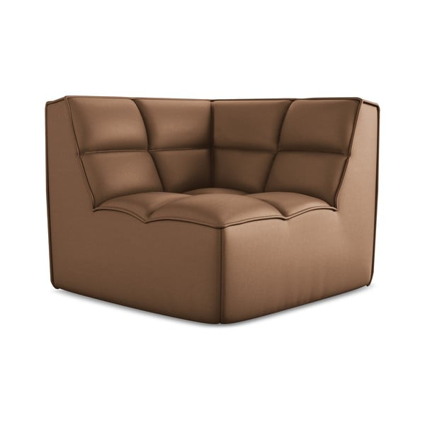 Hnědý modul pohovky z imitace kůže Kalai – Makamii-image-2