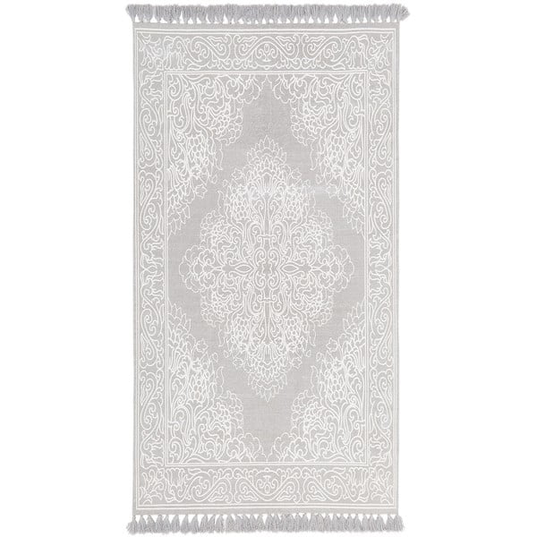 Šedý ručně tkaný bavlněný koberec Westwing Collection Salima, 700 x 140 cm
