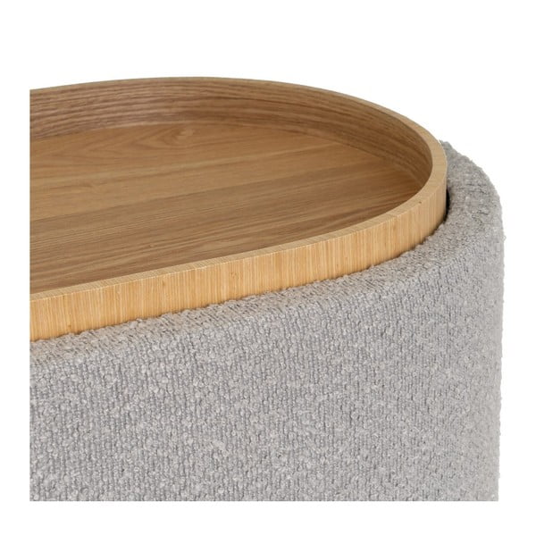 Světle šedý taburet z textilie bouclé – Casa Selección-image-3