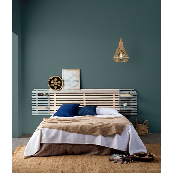 Světle šedé/přírodní čelo postele z borovicového dřeva 240x62 cm Dimas – Marckeric-image-1