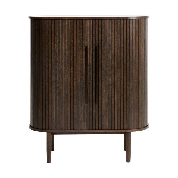 Skříňka v dekoru dubu s posuvnými dveřmi v tmavě přírodní barvě 100x118x40 cm Meta – Unique Furniture-image-2