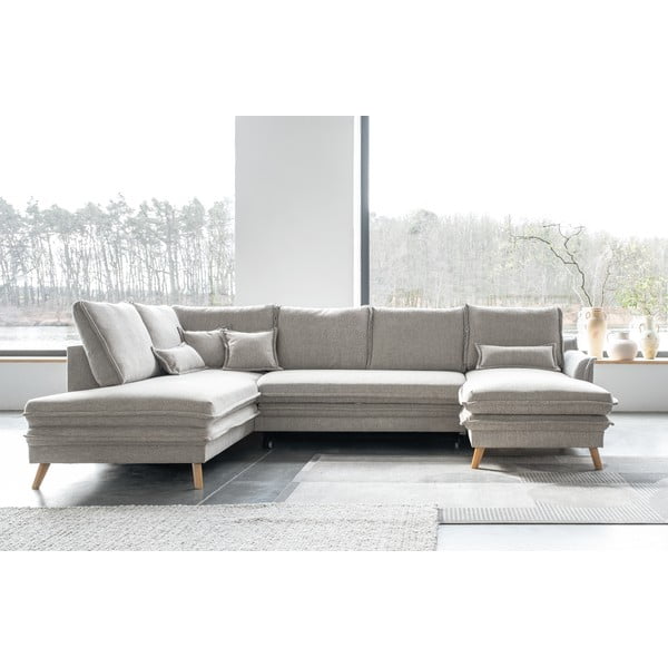 Béžová rozkládací rohová pohovka (levý roh/do "U") Charming Charlie – Miuform-image-3