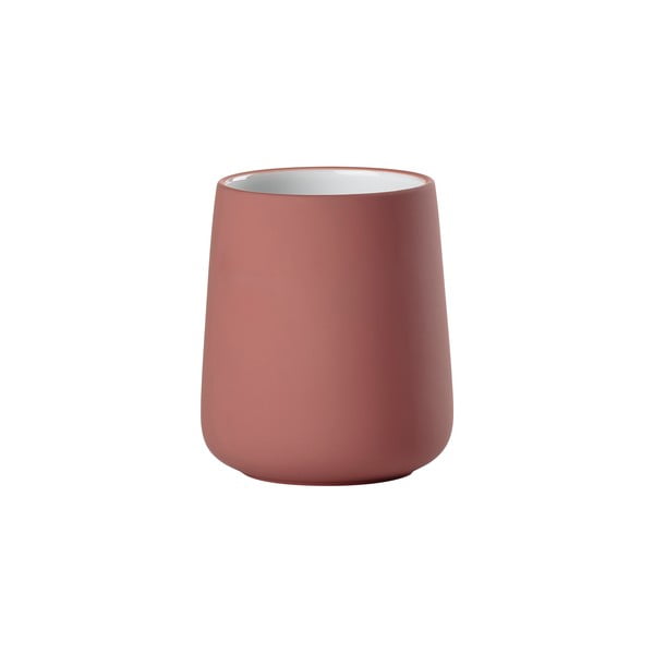 Světle červený kameninový kelímek na zubní kartáčky Nova – Zone