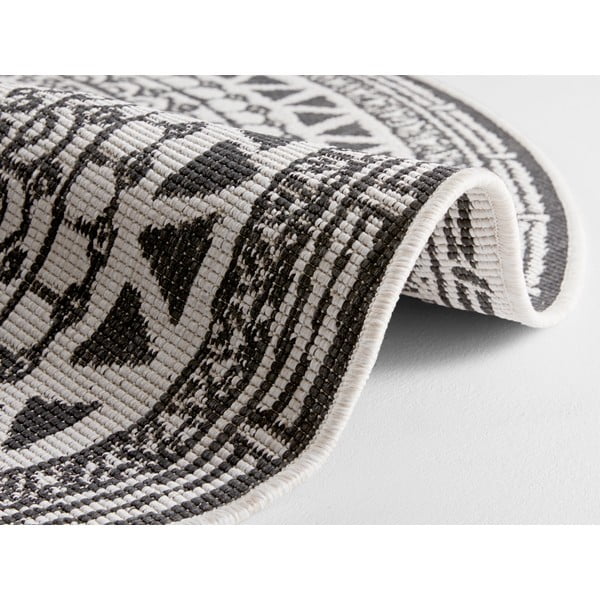 Černo-krémový venkovní koberec NORTHRUGS Coron, ø 140 cm-image-1