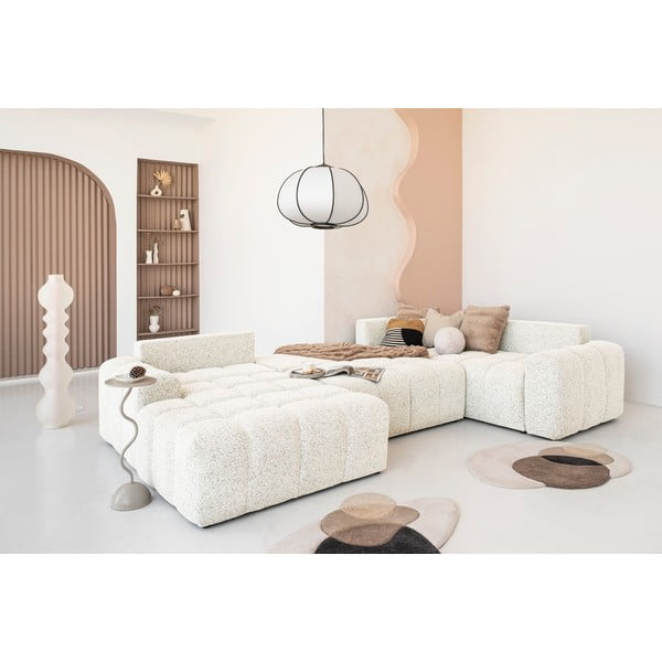 Krémová rozkládací modulární rohová pohovka s úložným prostorem (pravý roh) Lulu – Miuform-image-1