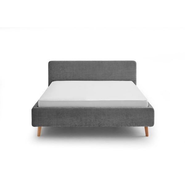 Tmavě šedá čalouněná dvoulůžková postel bez roštu 180x200 cm Mattis – Meise Möbel-image-2