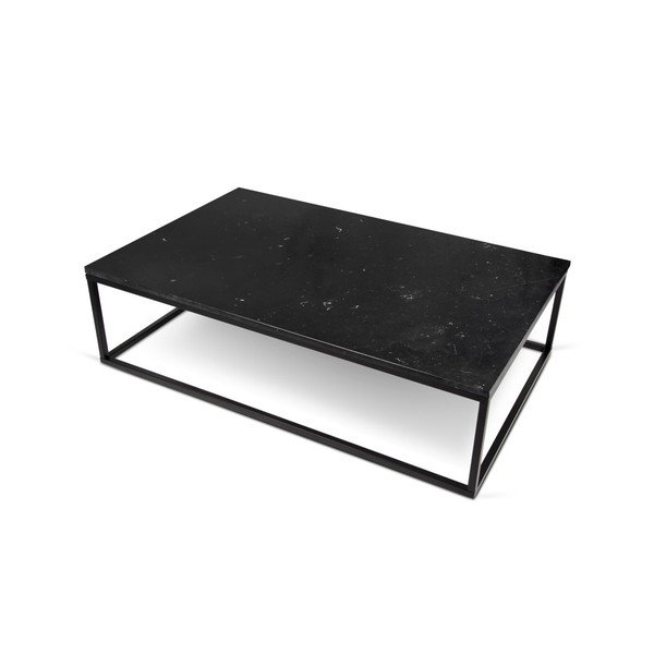 Černý konferenční stolek s deskou v dekoru mramoru TemaHome Prairie-image-2