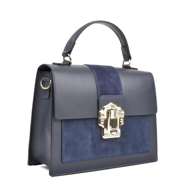 Tmavě modrá kožená kabelka Isabella Rhea, 22 x 27 cm-image-2