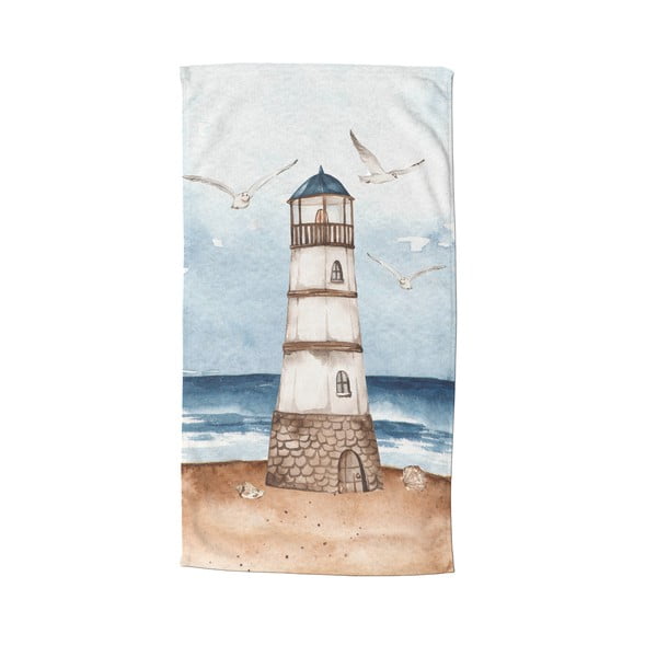 Modrá/hnědá sametová plážová osuška 100x180 cm Berlin – Good Morning