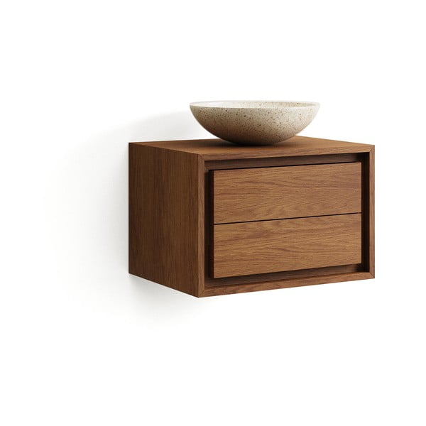 Tmavě hnědá závěsná skříňka pod umyvadlo z teakového dřeva 60x40 cm Kenta – Kave Home-image-3