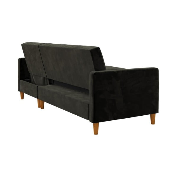 Černá variabilní rozkládací rohová pohovka se sametovým povrchem a úložným prostorem Støraa Celine-image-3