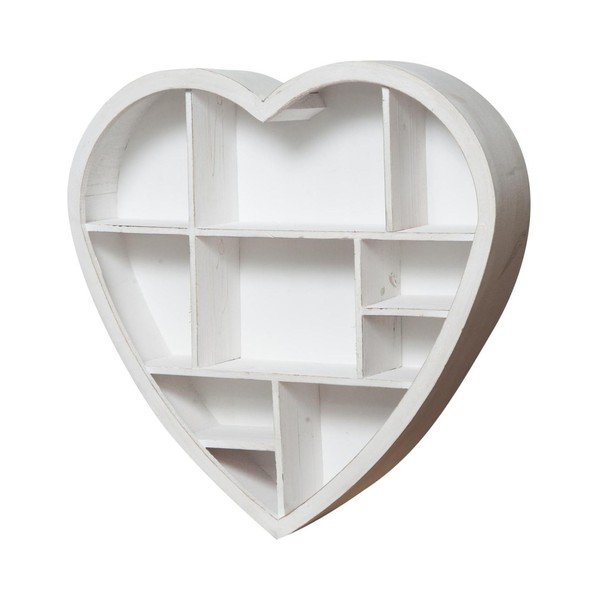 Dřevěná nástěnná bílá knihovna Crido Consulting Heart, 61 x 60 cm-image-1
