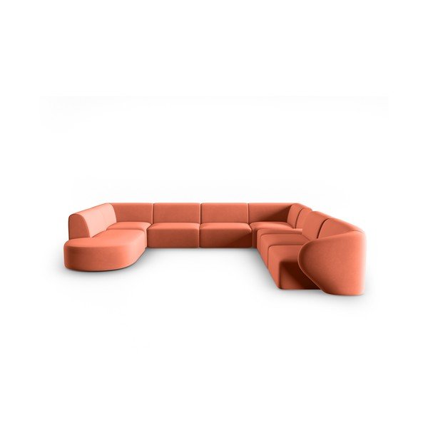 Růžová sametová rohová pohovka (pravý roh/do "U") Paolo – Milo Casa