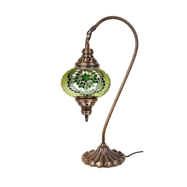 Skleněná ručně vyrobená lampa Fishing Emerald, ⌀ 17 cm