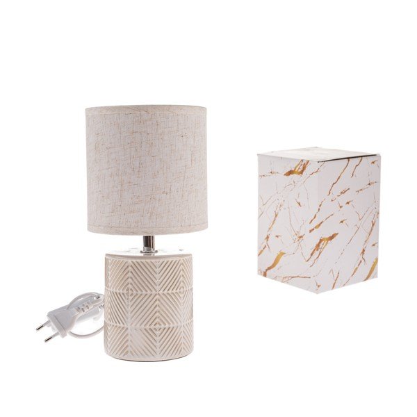 Béžová keramická stolní lampa s textilním stínidlem (výška 27 cm) Anita – Dakls-image-1