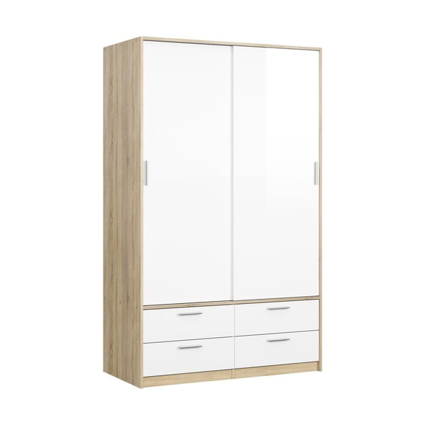 Šatní skříň v dekoru dubu s posuvnými dveřmi v bílo-přírodní barvě 121x200 cm Line – Tvilum-image-2