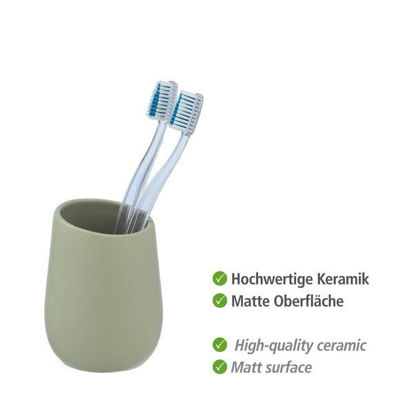Zelený keramický kelímek na kartáčky Wenko Badi-image-4