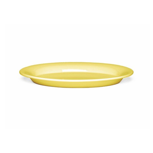 Žlutý oválný oválný kameninový talíř Kähler Design Ursula, 28 x 18,5 cm
