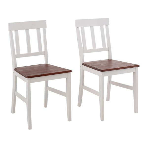 Sada 2 bílých jídelních židlí z masivního borovicového dřeva Støraa Vinnie